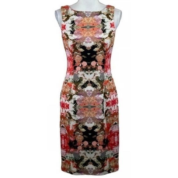 Maggy London Floral Abstract Sheath Dress, Size 8 EUC - Picture 1 of 7